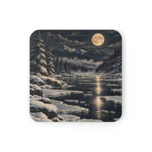 Androscoggin After Dark — Four Seasons: Winter Cork-Back Coaster